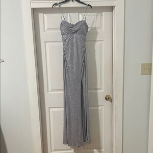 Emerald Sundae Glittering Silver Maxi Dress